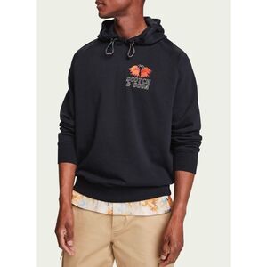 Scotch & Soda Black Graphic Red Flower Embroidered Hoodie Sweatshirt Men's Large
